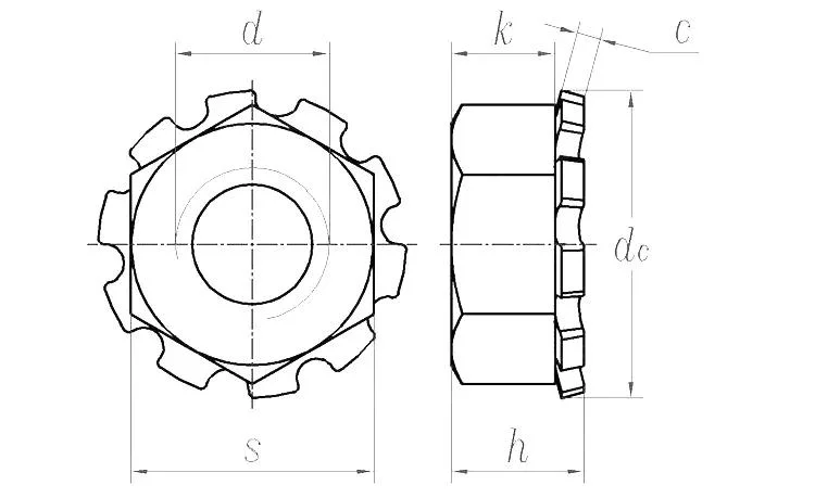 Stainless Steel 304 Hex Hexagon K Nut with Kep Teeth Washer K Lock Nut